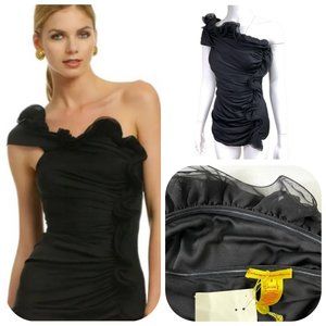 NWT Malandrino Silk one shoulder ruffeled Top